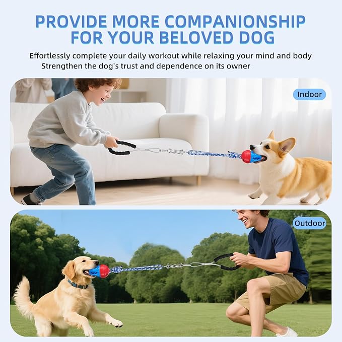 Tug of War Dog Toy,Interactive Dog Toys for Aggressive Chewers - Squeak Rope Toy for Puppies, Small Dogs to Keep Them Busy,Red