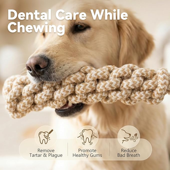 Dog Chew Toys for Aggressive Chewers, Rope Toys for Large Dogs with Dental Benefits, Durable Training Chew Rope, L Size