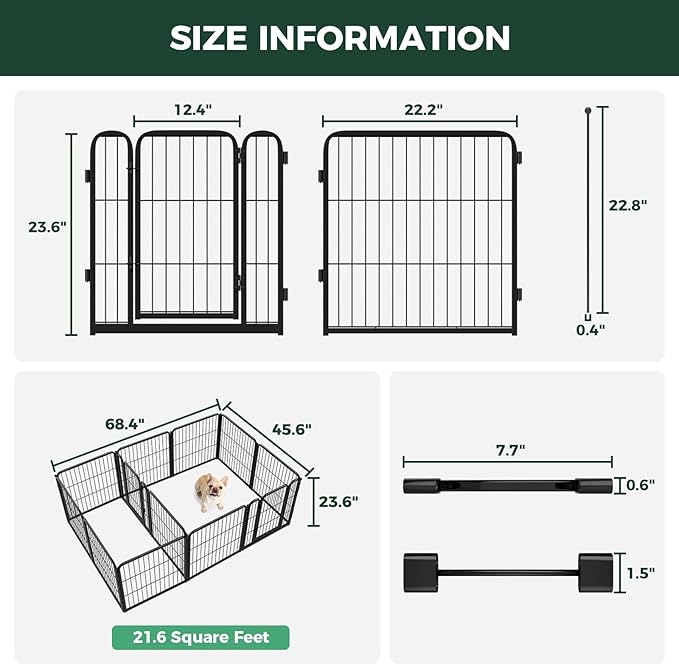 FXW Homeplus Unleashed Indoor Dog Playpen - Stress-Free and Safe Play, Heavy Duty 24 Inch 12 Panels with Connectors (Pack of 2) for Puppy and Small Dogs, Black│Patented