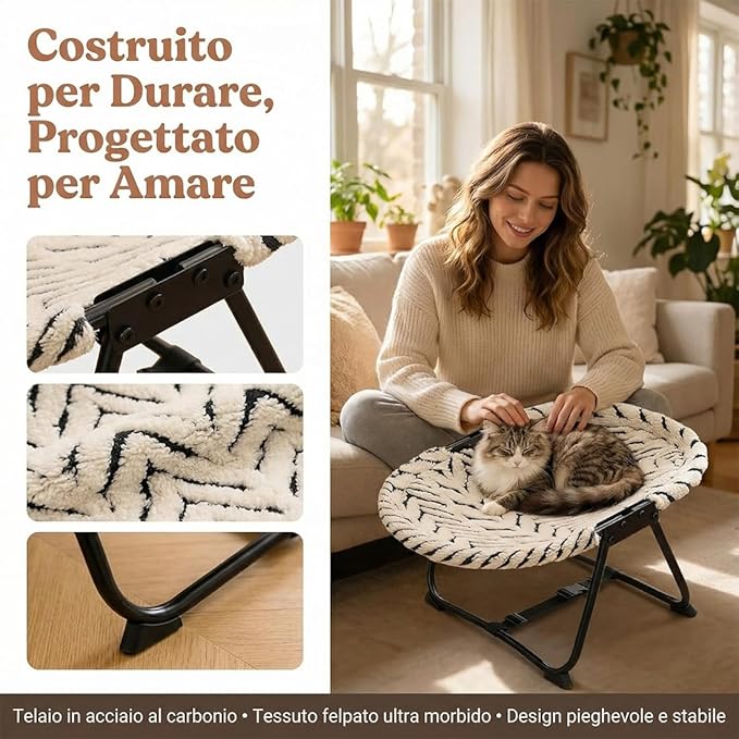 Elevated Pet Bed, Foldable Indoor Cats Raised Bed with Metal Frame, Portable Breathable Non Slip Cot Hammock, Cooling Raised Pet Cot with Breathable Mes, Sleeping Platform for Dogs and Cats (A)