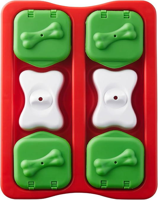 Outward Hound by Nina Ottosson Holiday Dog Brick Treat Puzzle Dog Toy, Level 2 Intermediate, Red, Small