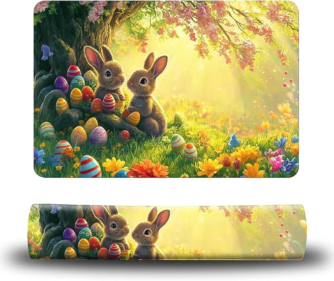 Dog Food Mat, 19.6" x 23.6" Absorbent Pet Feeding Mat for Food and Water, Waterproof Diatom Mud Pet Placemat with Non-Slip Rubber Backing, Easy Clean Cat Bowl Mat for Floors - Forest Rabbit