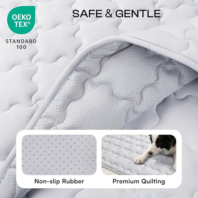 Luciphia Premium Dog Cooling Mat Non-Slip Q-MAX>0.5 Self-Cooling Pad for Large Pet Indoor Portable Kennel Puppy Bed for Couch Summer Crate Pad for Dog Washable Light Grey 40x60 inches