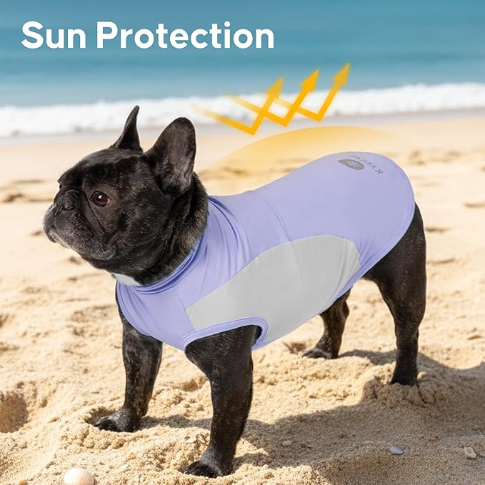 KYEESE 2Pack Dog Cooling Shirt, Breathable Dog Shirt for Small Medium Dogs Girl Boy, Sun Protection Reflective Pet Vest, Lightweight Soft Tank Top Sleeveless Summer Dogs Clothes, Purple, XL