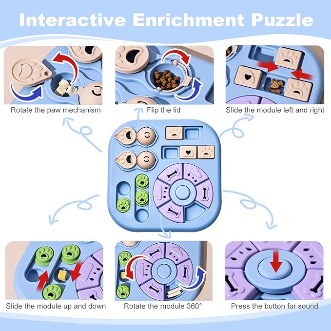 Dog Puzzle Toys for Small & Medium Dogs, Treat Puzzle Feeder Toys for Dog Mental Stimulation, Interactive Cognitive Dog Toys，Advanced Levels Treat Feeder Dispensers for IQ Training to Keep Them Busy