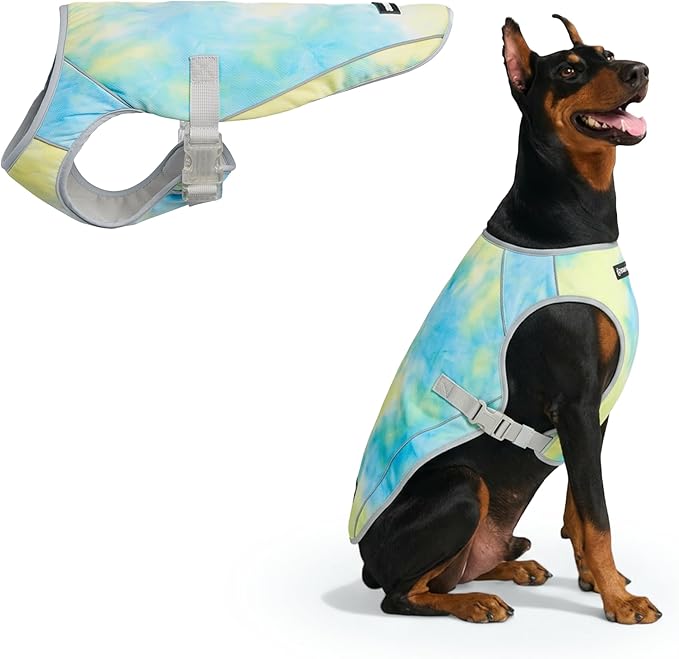 Spark Paws Dog Cooling Vest - SPF 50 UV Sun Protection - Summer Heat Relief Gear for Dogs, Lightweight, Evaporative Cooling - Dog Anxiety Relief Vest During Hot Days - Tropical Storm, 4XL