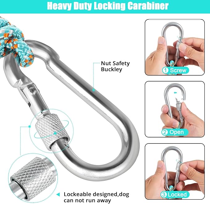 Dog Tie Out Cable for Camping - 50ft Dog Runner for Yard - Portable Trolley System for Large Small Dogs Outside