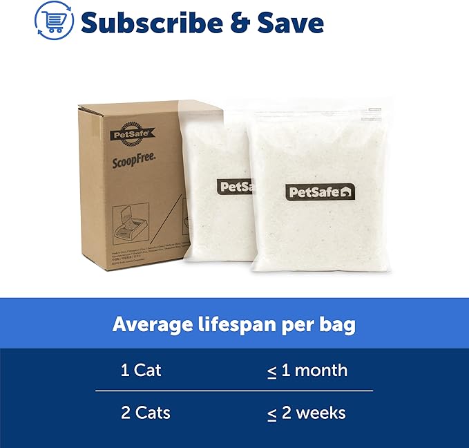 PetSafe ScoopFree Premium Crystal Cat Litter - Outperforms Clay Litter - Less Tracking, Dust for A Fresh Home - Non-Clumping - Two 4.3 lb Bags of Litter (8.6 lb Total) - Fragrance-Free