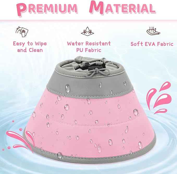 Cat Cone Collar Soft to Stop Licking, Adjustable, Foldable Lightweight Kitten Cones After Surgery Recovery for Cats & Kittens, Cat Cone Alternative, Easy Eating (Solid Pink, S)