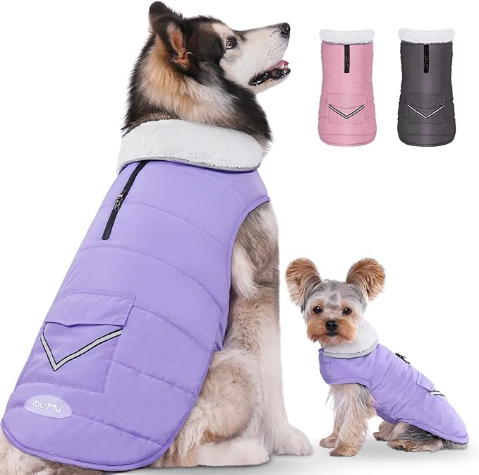 Dog Winter Jacket for Extra Large Dogs, Easy on 3XL Dog Snow Coat Velcro Waterproof Pet Puffer Clothes with Harness Hole Adjustable Reflective Quilted Pet Cold Weather Vest for Girl Female