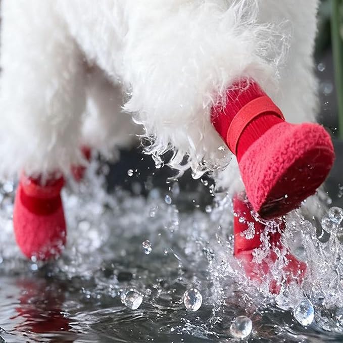 Dog Boots,Dog Paw Protectors Socks for Hot Pavement,Anti Slip Dog Shoes for Hardwood Floors_S(Red)