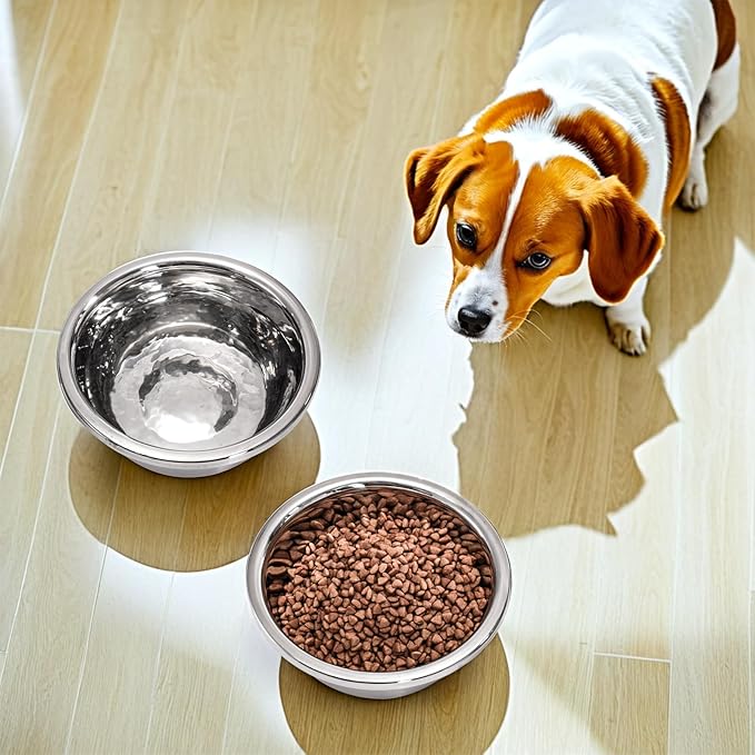 WRINGKIT 10 Pack 7 Cup Stainless Steel Dog and Cat Bowls, 56 Oz Metal Dog Bowl, Durable Thickened Pet Replacement Bowls for Food and Water Dish, Small Medium Large Dogs, Dishwasher Safe