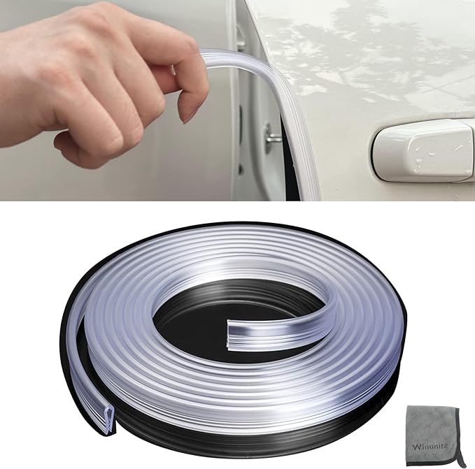 Winunite 65.6ft (20m) Car Door Edge Guards Clear – Self-Adhesive PVC, U-Shaped, Fits Most Vehicles, Scratch- and Chip-Resistant – Reduces Dings in Parking Lots