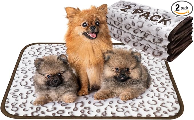 Qeils Reusable Puppy Pads, 2 Pack Washable Pee Pads for Dogs, Waterproof Non Slip Wee Wee pad, Absorbent and Leakproof Training Mats for Potty, Crate, Playpen, Bed, Sofa, 18"x 24"