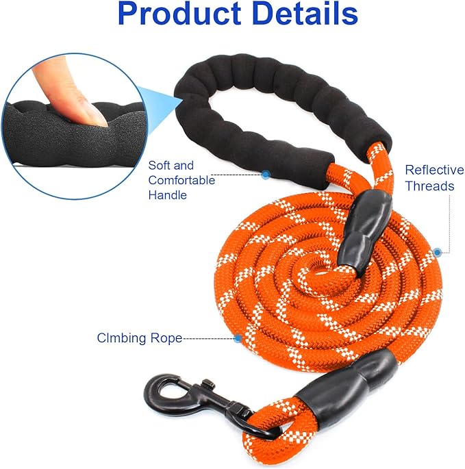 MingXpets Double Dog Leash, Dual Dog Leash, 360° Swivel Tangle Free Bungee Walking Training for Large Medium Dogs, Shock Absorbing Bungee Reflective for Two Dogs, 18~120 lbs, Orange