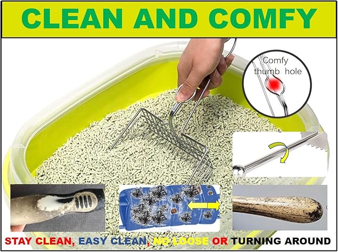 Qualiall All Metal Litter Scoop, Solid Metal Sifter, Cat Litter Scoop Metal Jumbo, Cat Urine Scoop, Litter Scooper with Holder, Litter Scooper Holder, Jumbo Cat Litter Scoop Sifter Scooper Holder
