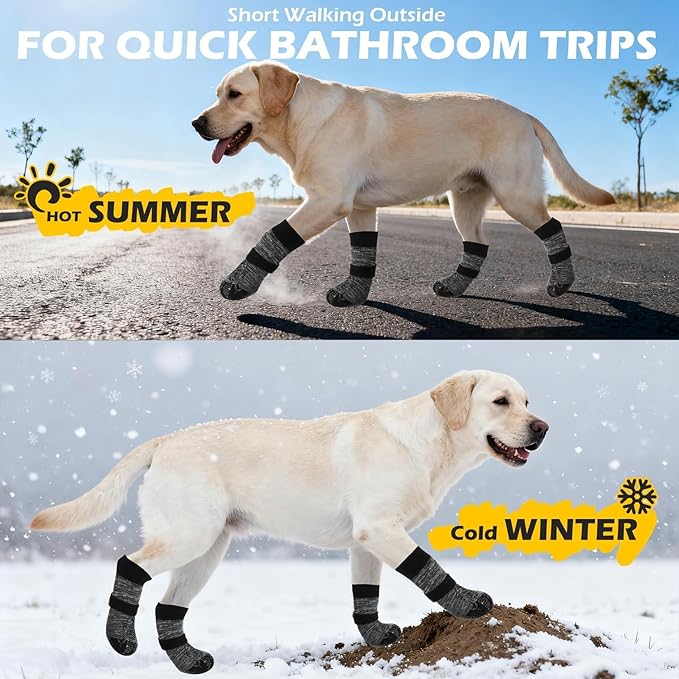 EXPAWLORER Dog Socks to Prevent Licking Paws with Grippers for Hardwood Floors Anti Slip, Traction Control Dog Shoes Booties Boots & Paw Protectors for Small Medium Large Senior Dogs Cold Winter S