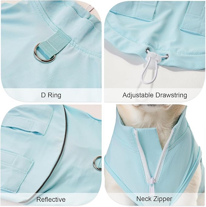 Cooling Vest for Small Dogs with Ice Packs Summer Dog Cooling Vest Soft Stretchable Pet Shirts Clothes with D Ring Reflective, Medium (10-20lbs)