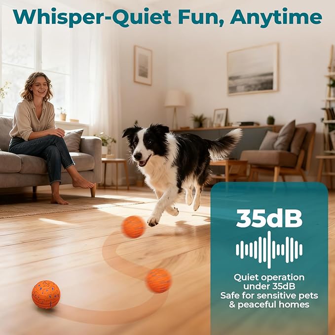 Smart Interactive Dog Ball Toys: Automatic Bouncing Rotating Moving, 3 Modes, Durable Material, Waterproof, Rechargeable Active Rolling Pet Toy for Medium Large Dogs Indoor Outdoor, Orange or Blue