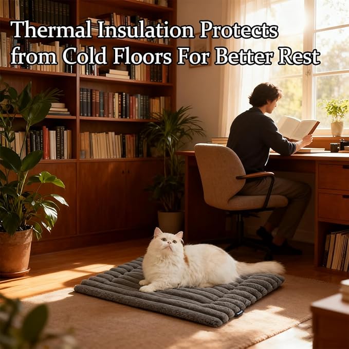 Self Warming Pet Bed, Self Warming Pet Mat, Cordless Machine Washable Selfs Warmings Pet Beds for Cats Dogs, Pets Selfs Warmings Mats for Indoor (Gray, 18 * 24in)