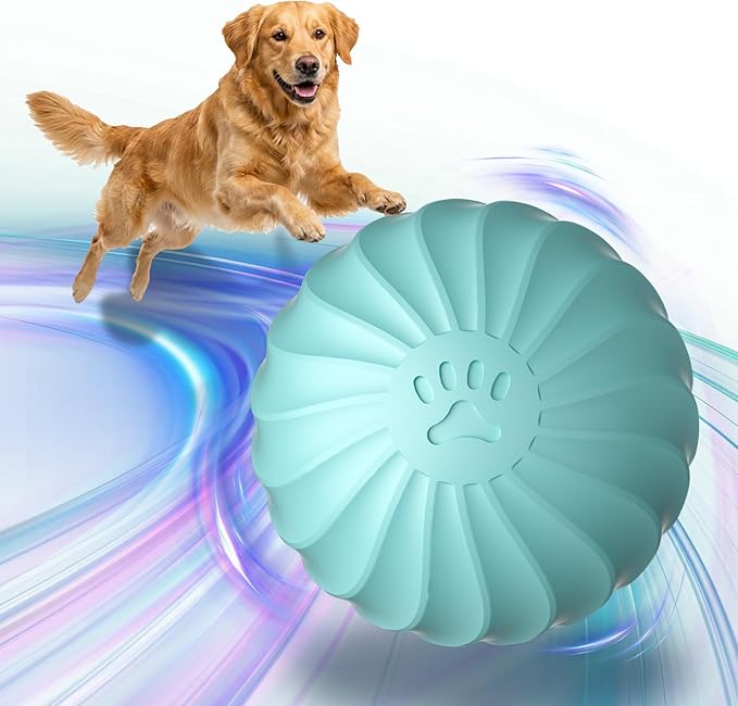 Interactive Dog Toys – Automatic Moving & Bouncing Ball to Keep Dogs Busy Indoors, Durable Natural Rubber Rolling Toy with 2 Play Modes for Medium & Large Dogs(Blue)