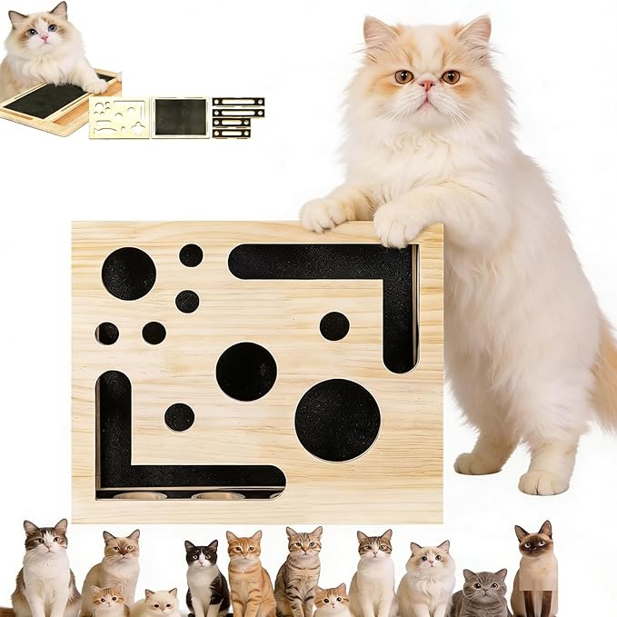 2026 New Cat Nail File Enrichment Box, Cat Scratch Puzzle Enrichment Box with Sandpaper Inside, Fun Cats Indoor Scratching for Boxes Game - Stress Free Alternative to Clippers&Grinders for Indoor Cats