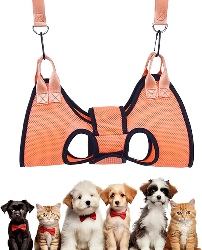Dog Hammock – Pet Sling Support with Reinforced Openings | Professional Restraint Tool for Nail Trimming Bathing Scratch Prevention Grooming Assistance Home Veterinary Use