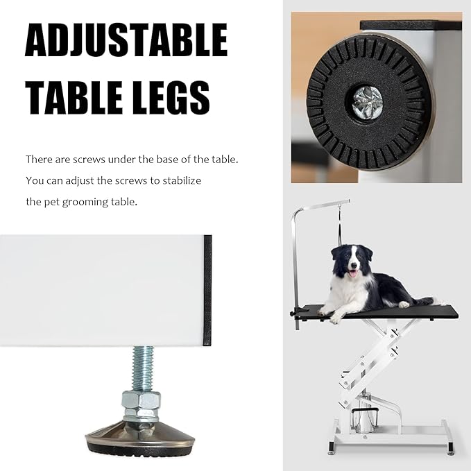 42.5” Pet Dog Hydraulic Grooming Table Adjustable Height Trimming Drying Table with Arms, Noose for Small/Medium/Large Dogs, Cats, Maximum Capacity Up to 360lbs