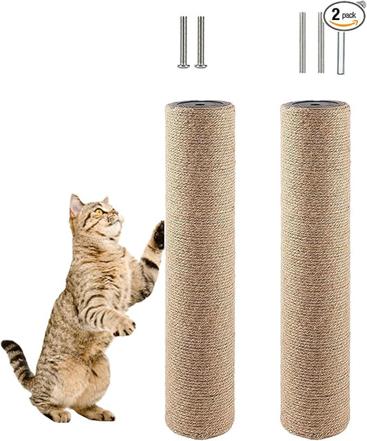 2 Pcs Cat Scratching Post Replacement for Indoor 15.7 x 3.1 Inches Cats Tree Replacement Parts Natural Sisal Cat Scratch Posts Refill Pole Part with M8 Screws Spare Cat Furniture Accessories
