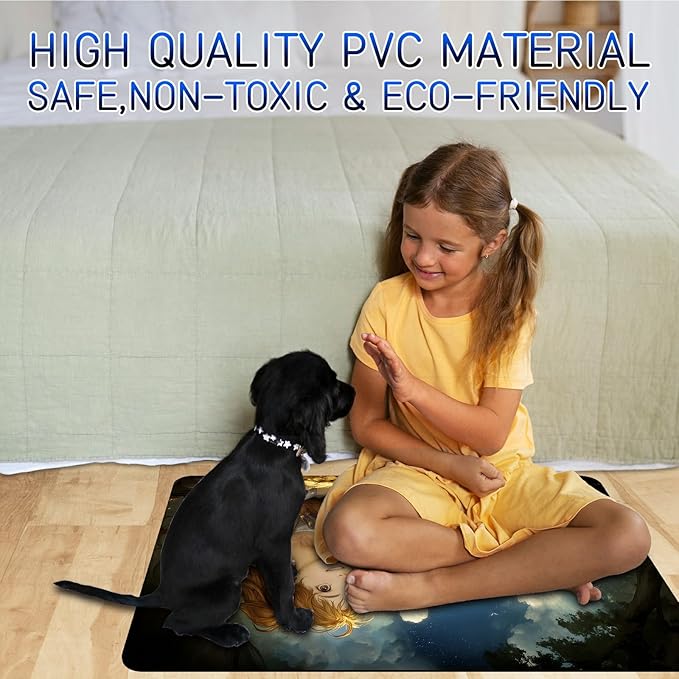 Dog Food Mat, 15.7" x 23.6" Absorbent Pet Feeding Mat for Food and Water, Waterproof Diatom Mud Pet Placemat with Non-Slip Rubber Backing, Easy Clean Cat Bowl Mat for Floors - Cloud Girl