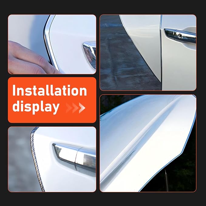 Car Door Edge Guard, 16.4Ft (5m) U Shaped Door Edge Protector Strip, Anti-Scuff Moulding Trim, Universal Car Exterior Decor Accessory for Most Cars (Silver)