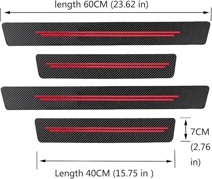 Door sill Protector, Door sill Scratch Protection (for All car Models) Door sill Protector（4PC red）