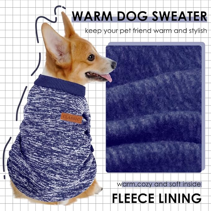 1 Pack Dog Sweaters for Small Dogs Girl Boy Winter Fleece Clothes Warm Soft Dog Sweatshirt Outfit for Dogs Cats Pet Apparel