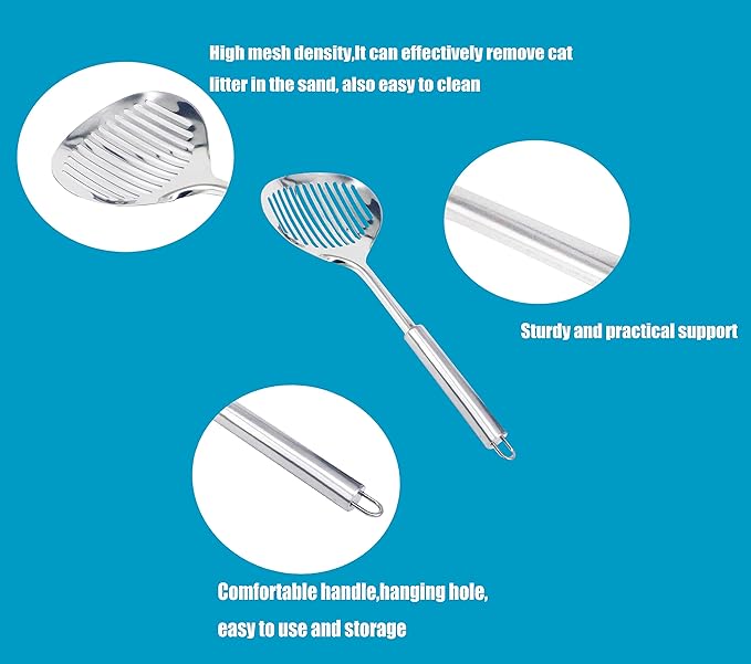 2 PCS Cat Litter Scoop Stainless Steel Pooper Scooper Cat Litter Scooper Cat Scooper Litter Box Scooper Poop Scooper