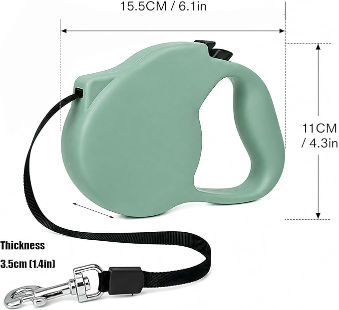 Retractable Dog Leash for Small/Medium Dogs, Cats & Puppies – Black Flexi Walking Lead with Correa para Perros(Green-Small)