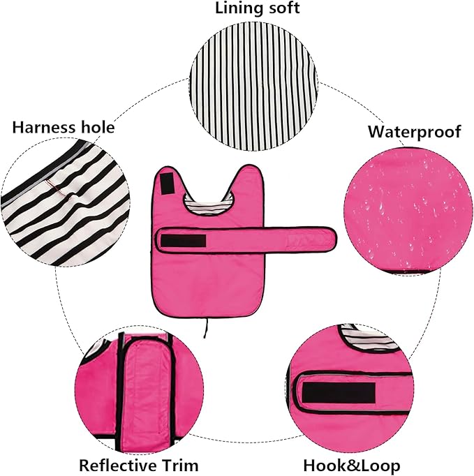 Dachshund Raincoat Corgi Raincoat Dogs Waterproof fit for Dachshunds Weiner Long Back Breeds with Reflective Stripe Great Coverage in Autumn Winter - Pink - L
