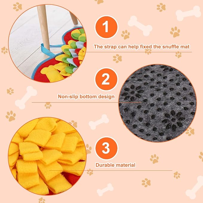 Yummy Sam Snuffle Mat for Small and Medium Dogs, 2 in 1 Portable Interactive Nose Smell Training Sniffing Pad with Puzzle Toys for Boredom Stimulating Slow Eating and Keep Busy (Muilticolor)