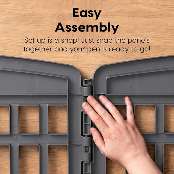 IRIS USA 34" Dog Playpen Tall Dog Playpen Indoor – 8-Panel Puppy Playpen with Door, 63 x 63 x 34, Extra Tall Dog Play Pen Indoors for Large Dogs, Plastic Pet Playpen, Indoor Dog Pen, Gray
