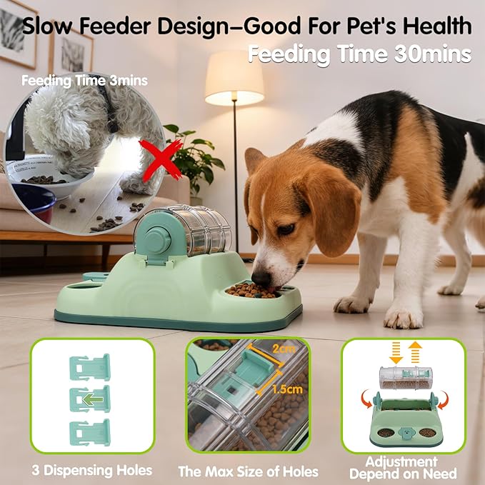 Paw-Activated Rolling Interactive Dog Treat Puzzle Toys for IQ Training & Mental Stimulating,Fun Slow Feeder,2 Levels of Challenge