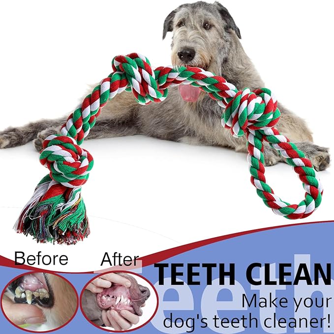 XIGOU Rope Toys for Dogs - Indestructible Chew Toys for Aggressive Chewers, Tough Puppy Teething Toys for Boredom, Dental Cleaning Tug of War Toy - Great for Small to Large Breed