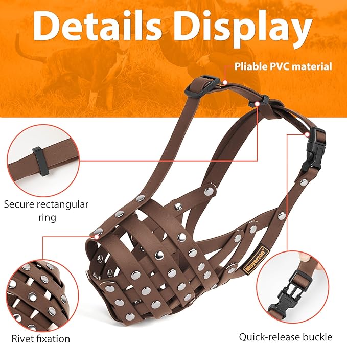 Mayerzon Pitbull Muzzle for Large Medium Sized Dogs to Prevent Biting Scavenging, Basket Muzzle for Rottweiler Staffordshire Terrier in Grooming Training, Allow to Pant Drink, Lightweight and Sturdy