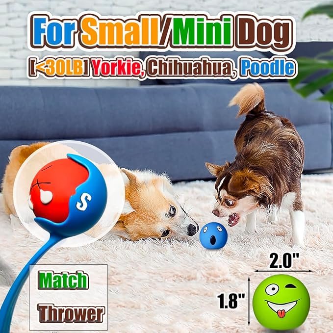 HOLYSTEED Soft Latex Squeaky Balls for Small Dogs, 6-Pack Emoji Squeaky Dog Toys - 2-Inch Rubber Bouncy Fetch Toys, Assorted Colors for Indoor Outdoor Puppy Play