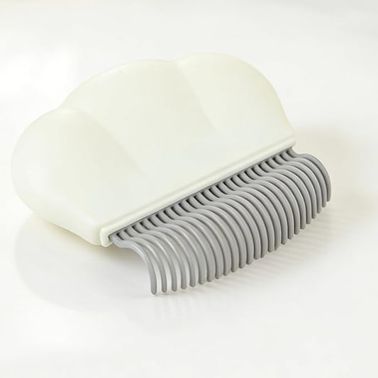 2-in-1 Pet Hair Removal Massaging Shell Comb, Soft Deshedding Brush for Cats & Dogs, Gentle Grooming Tool for Mats & Tangles (White)
