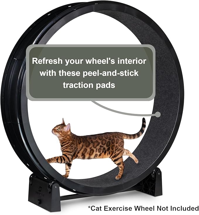 One Fast Cat - Replacement Traction Pads for One Fast Cat Exercise Wheels Gen 6 & 7 (Set of 8 Pads) - Durable, Self-Adhesive & Nontoxic - Black Felt