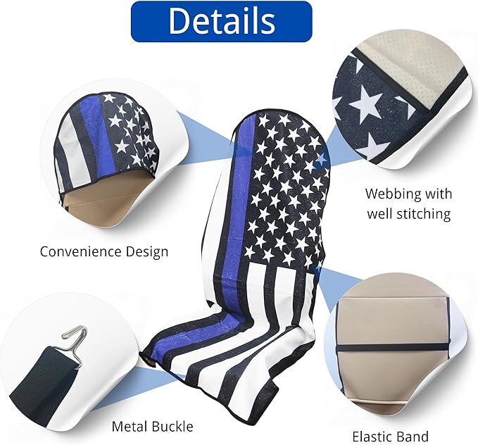 Waterproof Car Seat Cover for Front Seats, Protector for Cars SUVs Trucks, Sweat Towel Seat Covers Bucket for Gym,Workout,Beach,Hiking,Running (American Flag Black, 1PC)