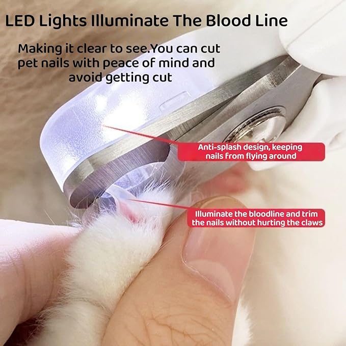 Quiet 2 in 1 Dog Nail Clippers & Cat Claw Trimmers,USB Rechargeable Claw Clippers for Small Medium Dogs and Cats,Cordless Safe Guard Nail Grinder with LED Lights Pink