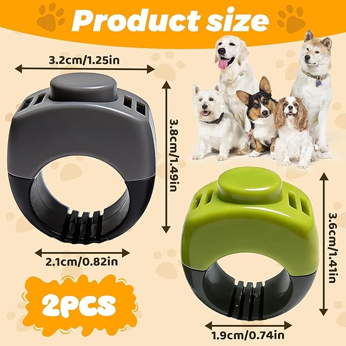The Set of Easy Clicking Finger Ring Clicker Included Large and Small 2 Sizes,Dog clicker Trainer Suitable for Dogs Cats Horses traing Allowing Effective Versatile Training (2pcs Grey+Green)