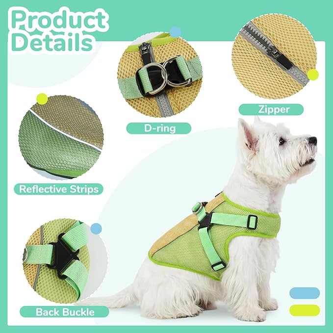 FUAMEY Dog Cooling Vest for Large Dogs Doggy Evaporative Cooling Jacket in Hot Weather Puppy Breathable Mesh Cooler Vest with Reflective Stripe Pet Summer Harness Shirt for Hiking Training Green XL