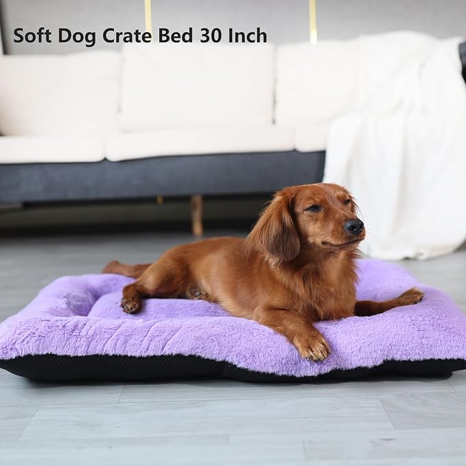 Crate Pad for Medium Dogs - Washable Pet Kennel Pad Fits 30-Inch Crate - Ultra Soft Flat Bed Mat, Cozy Sleeping, Anti-Slip, Grey, 30 x 19