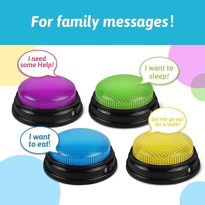 BEAN LIEVE Recordable Answer Buzzers - Set of 4, Personalized Sound, Game Show Buzzers for Family Game, Trivia Nights and Classroom Teaching